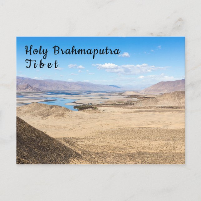 Brahmaputra Fluss und Wüstenlandschaft - Tibet Postkarte (Vorderseite)