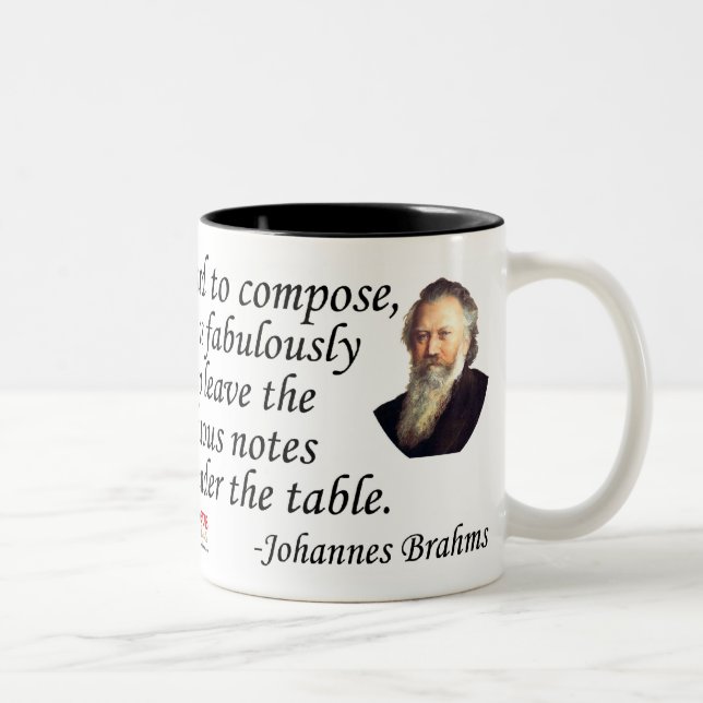 Brahms auf dem Verfassen Zweifarbige Tasse (Rechts)