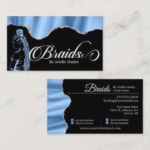 Braid Salon Silver & Blue Glam Visitenkarte