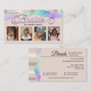 Braid-Stylist für Haarflechten Fotos Holografisch Visitenkarte