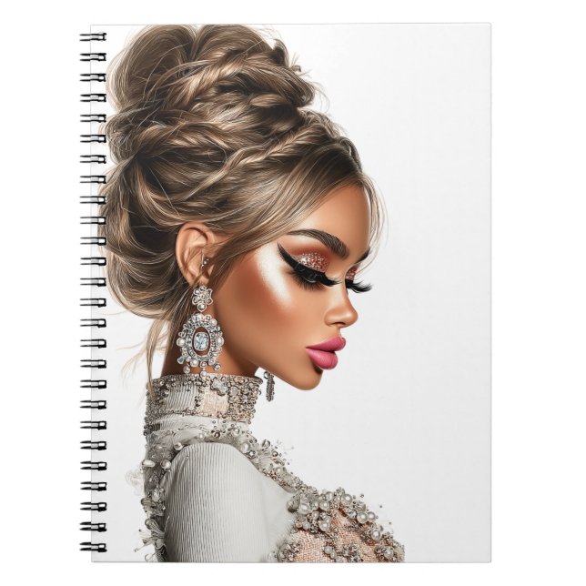  Braided Elegance Glam Girl Spiral Photo Notebook Notizblock (Vorderseite)