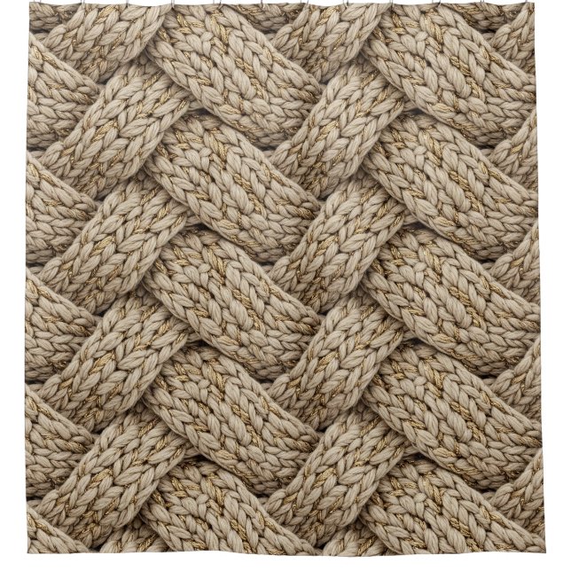 Braided Thread Knit Texture – Warm Beige Duschvorhang (Vorderseite)