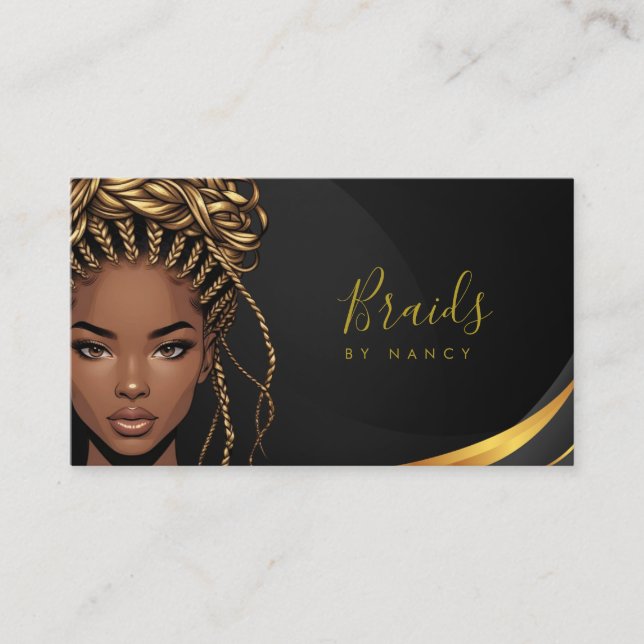 Braids Black And Gold Business Card Visitenkarte (Vorderseite)