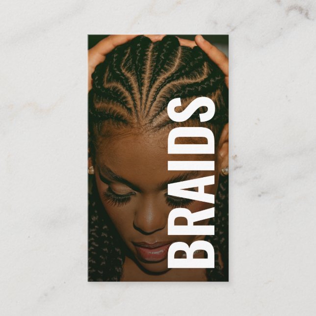 Braids bold Typography script handwritten photo  Visitenkarte (Vorderseite)