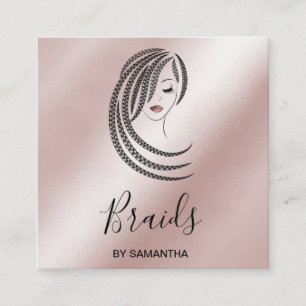 Braids Braided Hair Afro American Woman Business C Quadratische Visitenkarte