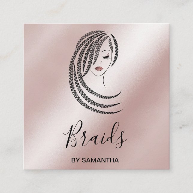 Braids Braided Hair Afro American Women Business C Quadratische Visitenkarte (Vorderseite)