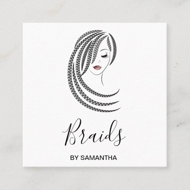 Braids Braided Hair Afro American Women Business C Quadratische Visitenkarte (Vorderseite)