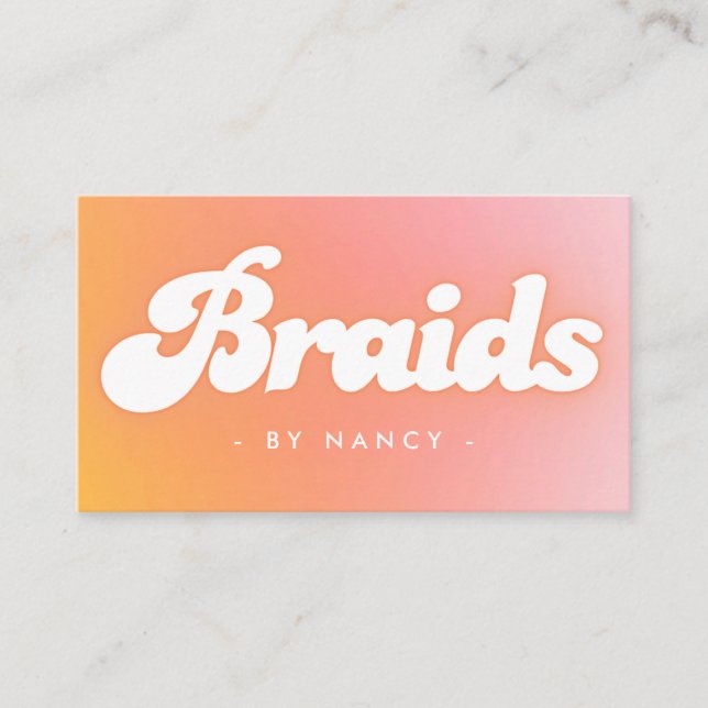 Braids Groovy Retro Peach Visitenkarte (Vorderseite)