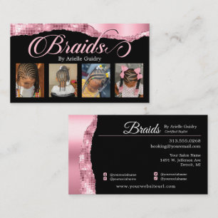 Braids Hair Braiding Stylist Salon Add Fotos Rosa Visitenkarte
