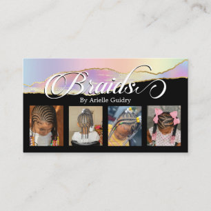 Braids Hair Braiding Stylist Salon Rainbow Foto Visitenkarte