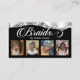 Braids Hair Braiding Stylist Salon Silver Foto Visitenkarte