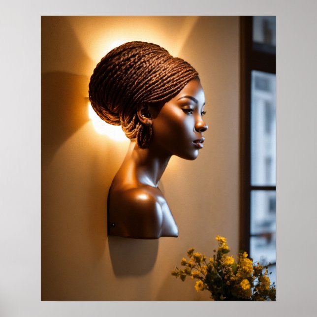 "Braids in Bloom: 3D Wall Sconce Delight" Poster (Vorne)