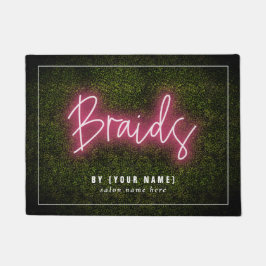 Braids Neon Boxwood Hair Salon Business Fußmatte