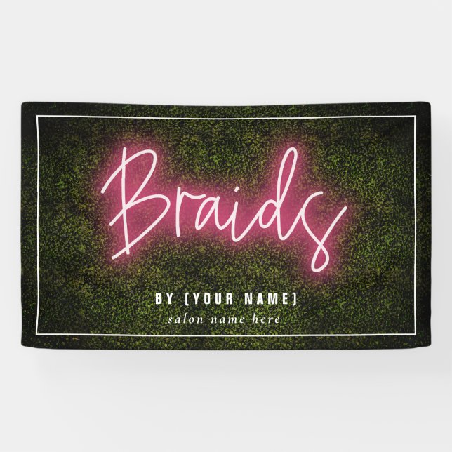 Braids Neon Boxwood Hair Salon Kosmetologe  Banner (Horizontal)