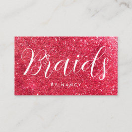 Braids Typografy Red Gold Glitzer Visitenkarte