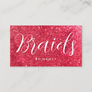 Braids Typografy Red Gold Glitzer Visitenkarte