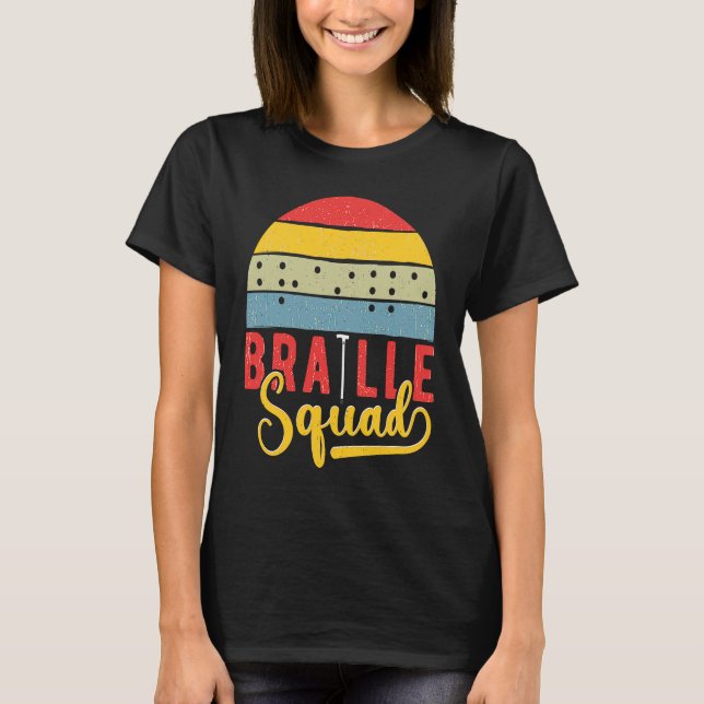 Braille Squad Retro Sunset Blindness T-Shirt (Vorderseite)