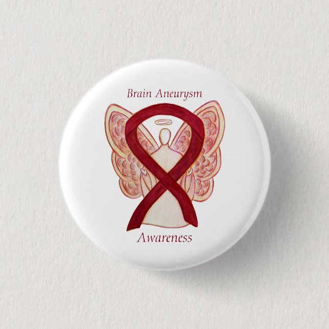 Brain Aneurysm Awareness Angel Ribbon Art Button (Vorderseite)