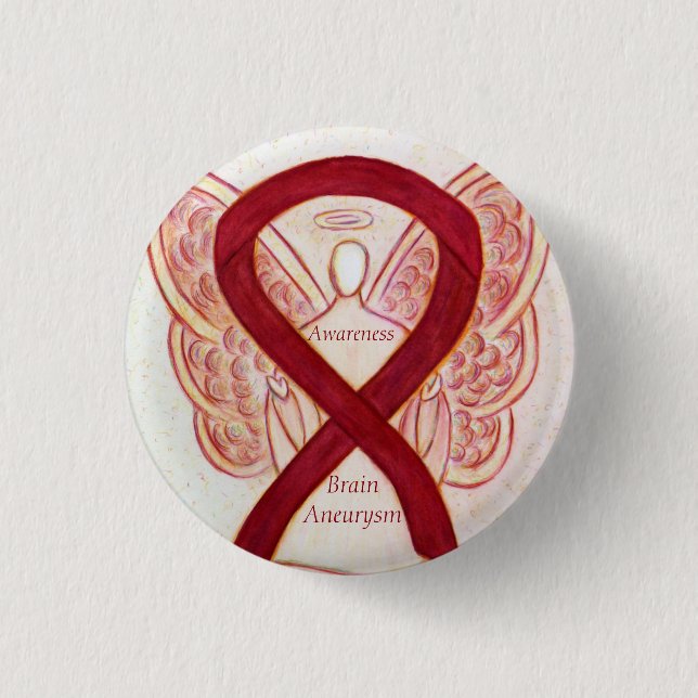Brain Aneurysm Awareness Angel Ribbon Art Button (Vorderseite)