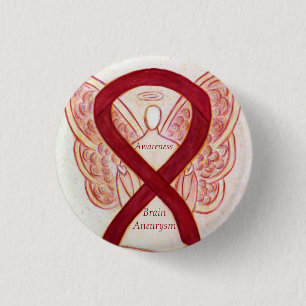 Brain Aneurysm Awareness Angel Ribbon Art Button