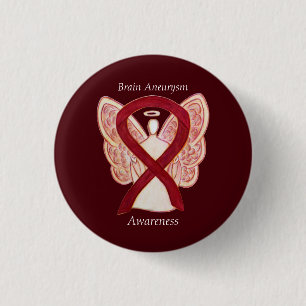 Brain Aneurysm Awareness Angel Ribbon Art Button
