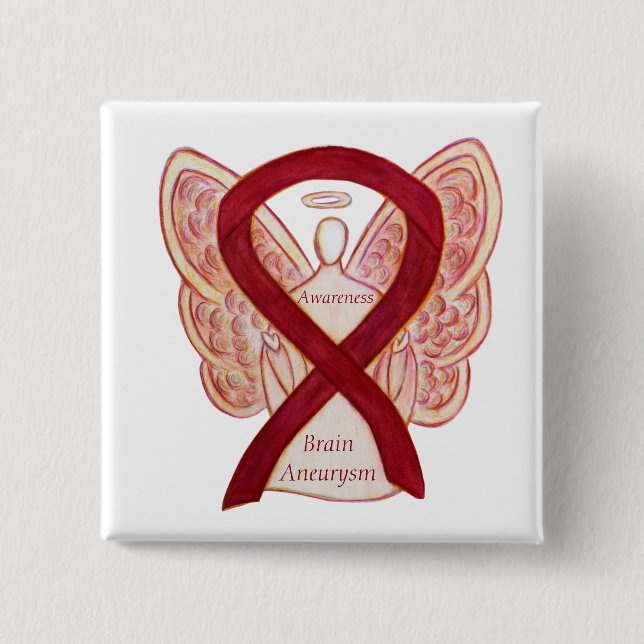 Brain Aneurysm Awareness Angel Ribbon Art Button (Vorderseite)