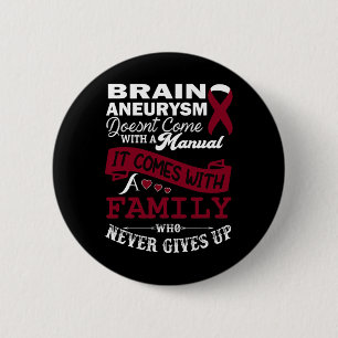 Brain Aneurysm Awareness Burgundy Ribbon Family Su Button