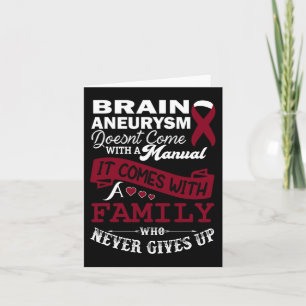 Brain Aneurysm Awareness Burgundy Ribbon Family Su Karte
