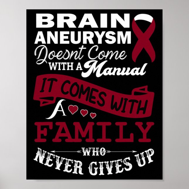 Brain Aneurysm Awareness Burgundy Ribbon Family Su Poster (Vorne)