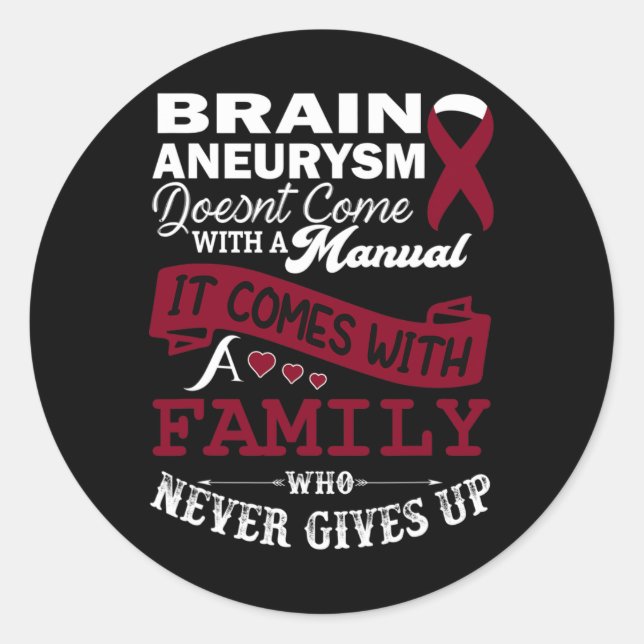 Brain Aneurysm Awareness Burgundy Ribbon Family Su Runder Aufkleber (Vorderseite)