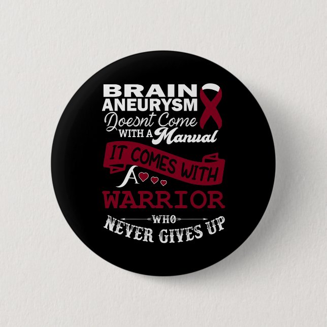 Brain Aneurysm Awareness Burgundy Ribbon Krieger S Button (Vorderseite)