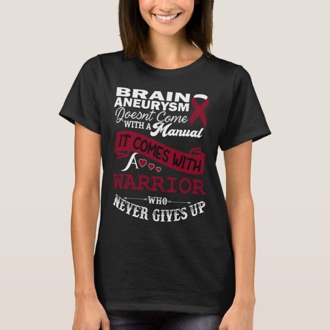 Brain Aneurysm Awareness Burgundy Ribbon Krieger S T-Shirt (Vorderseite)