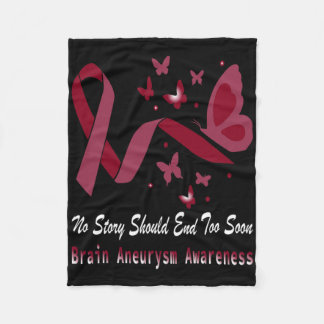 Brain Aneurysm Awareness Butterfly Burgundy Ribbon Fleecedecke