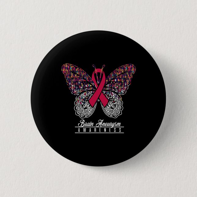 Brain Aneurysm Awareness Butterfly Lovers Gifts  Button (Vorderseite)