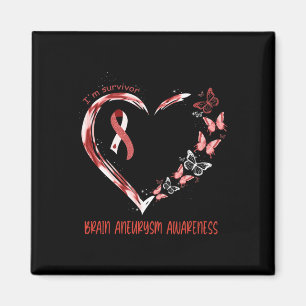 Brain Aneurysm Awareness I’m Survivor Heart Ribbon Magnet