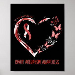 Brain Aneurysm Awareness I’m Survivor Heart Ribbon Poster
