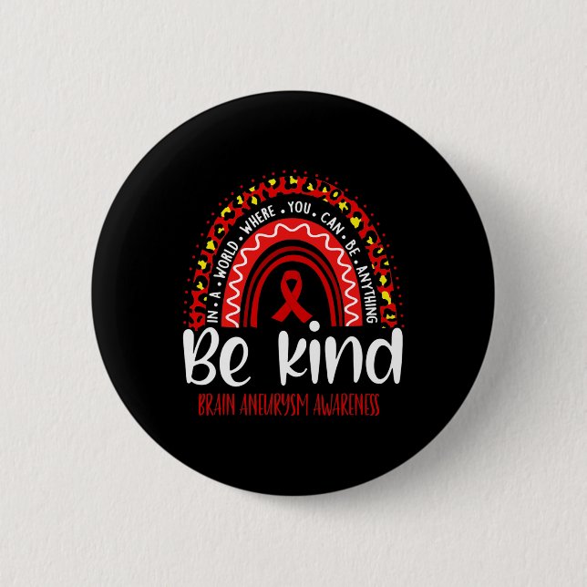 Brain Aneurysm Awareness Leopard Rainbow Choose Ki Button (Vorderseite)