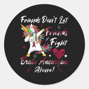 Brain Aneurysm Awareness Unicorn Burgundy Ribbon S Runder Aufkleber