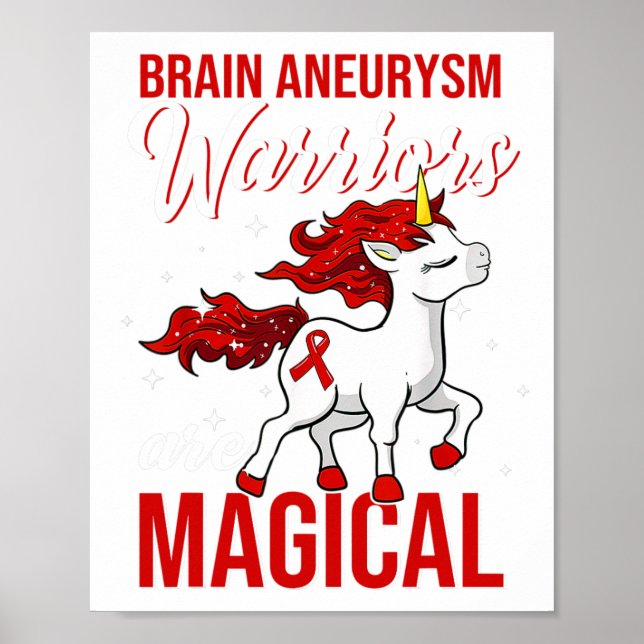 Brain Aneurysm Awareness Warrior Fun Unicorn Poster (Vorne)
