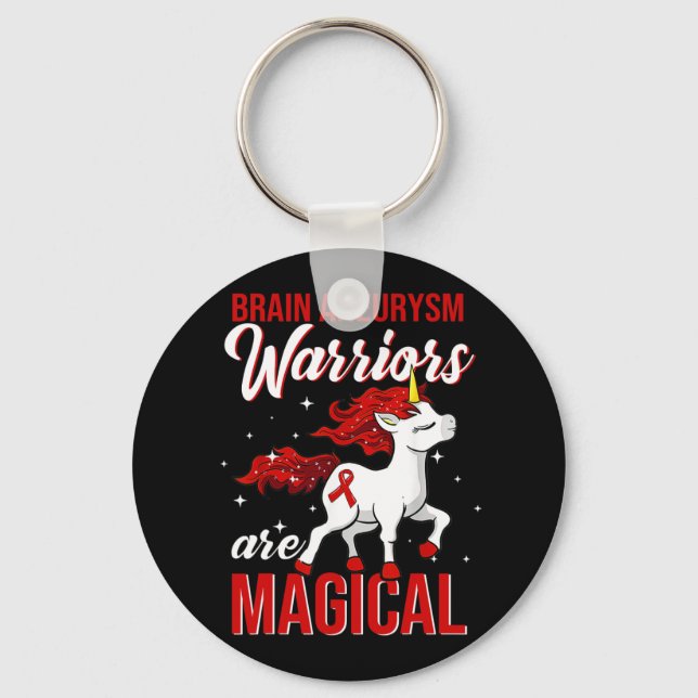 Brain Aneurysm Awareness Warrior Fun Unicorn Schlüsselanhänger (Vorderseite)