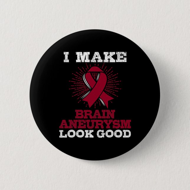 Brain Aneurysm Burgundy Awareness Ribbon Button (Vorderseite)