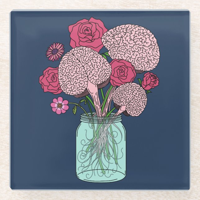 Brain Blume Bouquet Glasuntersetzer (Vorderseite)
