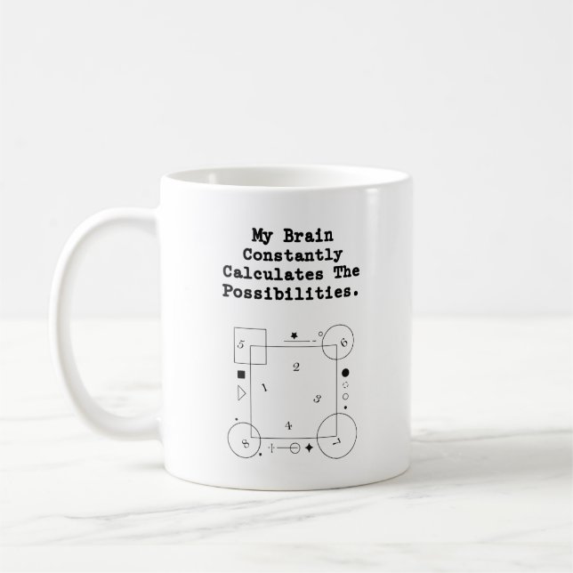 Brain Calculates Possibilities | Math Thinker Kaffeetasse (Links)