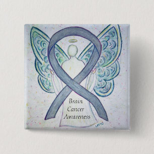 Brain Cancer Angel Awareness Ribbon-Buttone Button