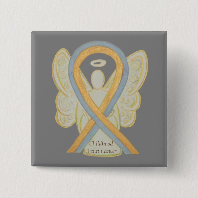 Brain Cancer Angel Awareness Ribbon Buttone im Kin Button (Vorderseite)
