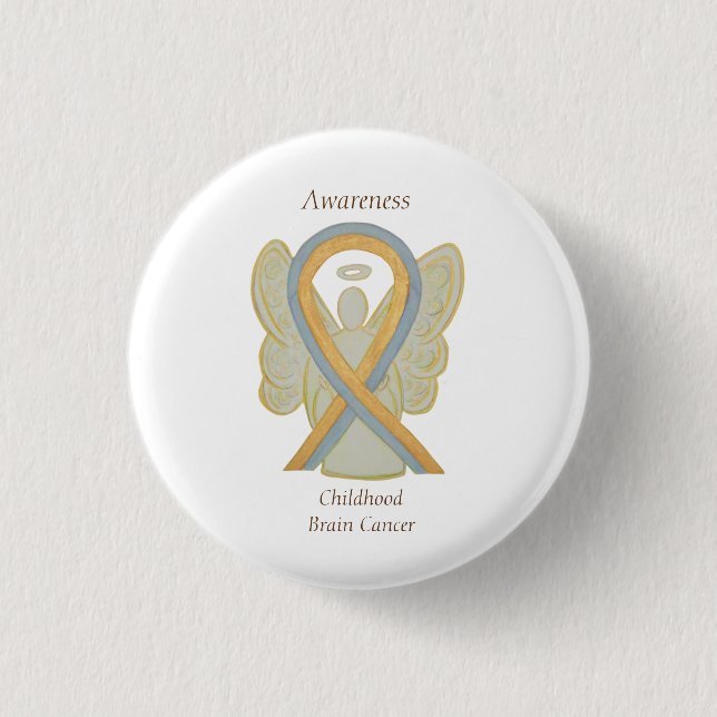 Brain Cancer Angel Awareness Ribbon Buttone im Kin Button (Vorderseite)