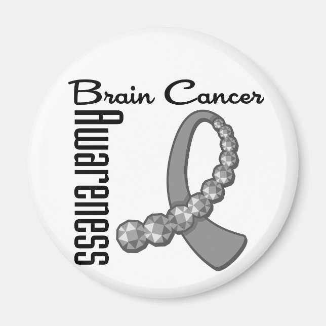 Brain Cancer Awareness Edelstone Ribbon Magnet (Vorne)