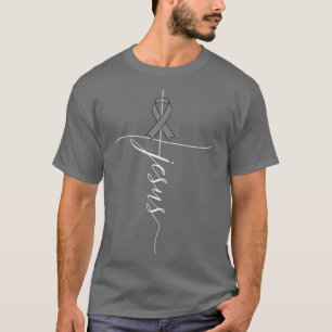 Brain Cancer Awareness Jesus Gray Ribbon Geschenk T-Shirt