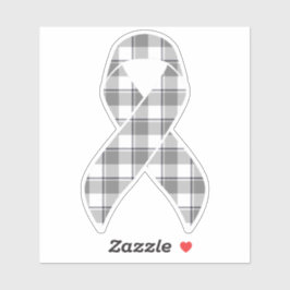 Brain Cancer Awareness Plaid Gray Ribbon Aufkleber