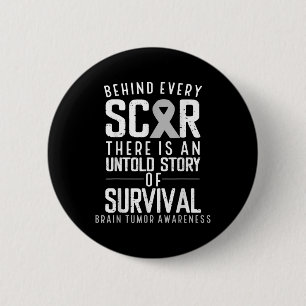 Brain Cancer Awareness Survivor Gray Ribbon Gehirn Button